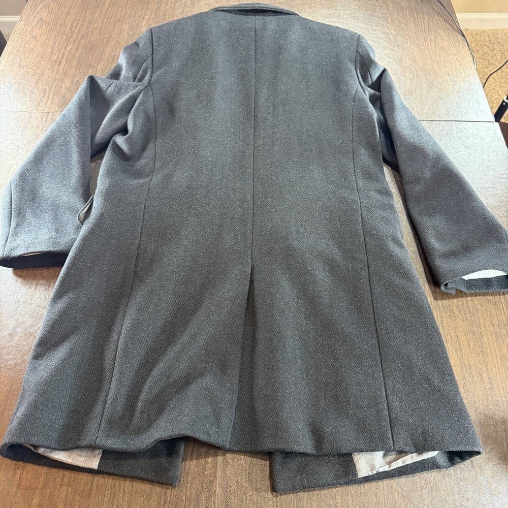 Egara Men's Black Wool-Blend Overcoat Jacket with Inside Zip Up Sz M - Picture 10 of 10